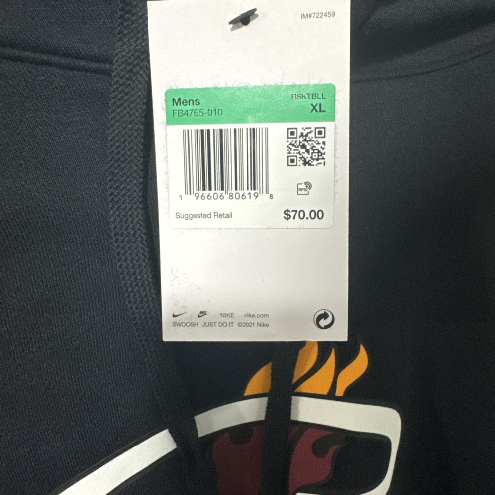 Nike Men's Miami Heat NBA Pullover Fleece Hoodie Black XL FB4765-010 NWT - Picture 5 of 9